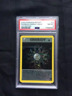 Pokemon Cards: 1st Edition Team Rocket Rare Holo: Rainbow Energy 17/82: PSA 8 - Image 1
