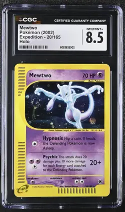 CGC 8.5 Mewtwo 2002 Expedition 20/165 Holo SWIRL Pokemon Card - Image 1
