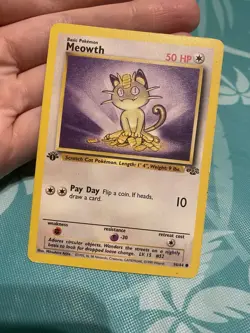 Pokemon TCG Meowth Jungle Card 56/64 1st Edition Common LP - Image 1