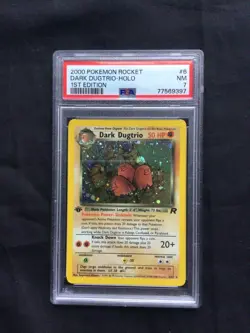 Pokemon Cards: 1st Edition Team Rocket Rare Holo: Dark Dugtrio 6/82: PSA 7 - Image 1