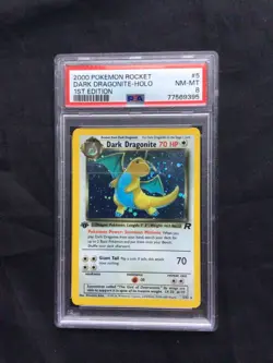 Pokemon Cards: 1st Edition Team Rocket Rare Holo: Dark Dragonite 5/82: PSA 8 - Image 1