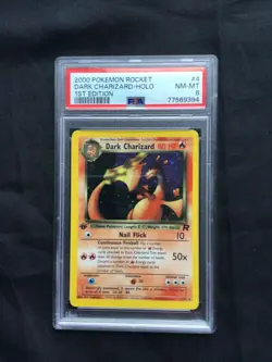 Pokemon Cards: 1st Edition Team Rocket Rare Holo: Dark Charizard 4/82: PSA 8 - Image 1