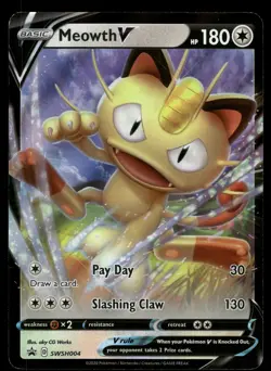 Meowth V NM SWSH004 SWSH: Sword & Shield Promo Cards Pokemon Card - Image 1