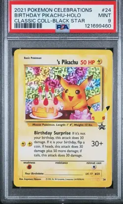2021 POKEMON CELEBRATIONS CLASSIC COLL #24 BIRTHDAY PIKACHU-HOLO PSA 9 - Image 1