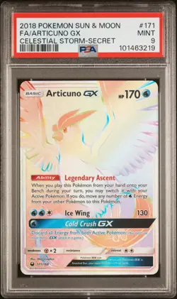 2018 POKEMON SUN & MOON CELESTIAL STORM SECRET #171 FULL ART/ARTICUNO GX PSA 9 - Image 1