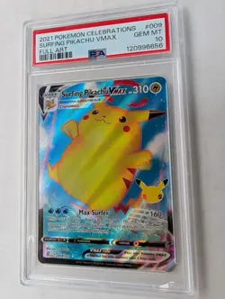 Pokemon TCG - Surfing Pikachu VMAX 009/025 - Celebrations - PSA 10 - GEM MINT! - Image 4