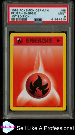 FEUER-ENERGIE 1ST EDITION POKEMON GERMAN 1999 98 PSA 9 - Image 1