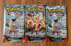 Pokemon TCG Stellar Crown Booster Pack Lot Of 3 Sealed - Image 1