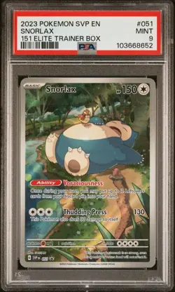 PSA 9 Snorlax 151 SCARLET VIOLET PROMO #51 051 ELITE TRAINER BOX Pokemon MINT - Image 1