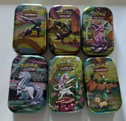 Lot of 6 Pokemon TCG Mini Tins EMPTY Collectible Storage Cases Eeveelutions - Image 1