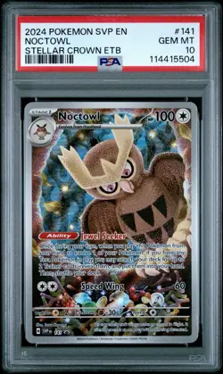 PSA 10 Noctowl Pokemon ETB Promo #141 Stellar Crown - Image 1