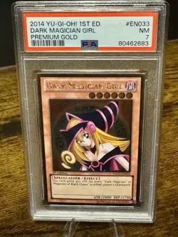 2014 Dark Magician Girl 1st Edition Premium Gold NM Yu-Gi-Oh! PSA 7 - Image 2