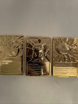1999 Nintendo 23K Gold Plated PIKACHU/JIGGLYPUFF/POLIWHIRL Pokemon Trading Card - Image 2