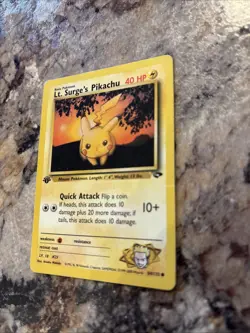 Pokemon TCG Gym Challenge Lt. Surge's Pikachu Card 84/132 1st Edition - Image 2