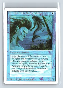 MERFOLK OF THE PEARL TRIDENT - MTG Magic the Gathering Card - Revised - Common - Image 1