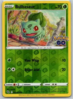 Bulbasaur 001/078 Reverse Holo Pokemon GO NM - Image 1