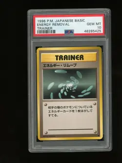 Pokemon PSA 10 GEM MINT Energy Removal 1996 Base Set Japanese Card - Image 1