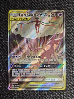 Pokemon TCG Espeon & Deoxys GX Tag Team Black Star Promo Card #SM240 - Image 1