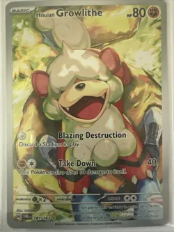 Hisuian Growlithe Holo Card 181/167 Twilight Masquerade Series Pokemon TCG NM - Image 1