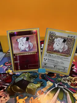 Pokemon Clefairy Lot 2 Cards Holofoil And Reverse Holo Fairy Type LP - Image 1