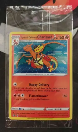 SEALED Special Delivery Charizard SWSH075 Pokemon Promo Card Holo - WING SWIRL - Image 3