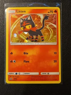 Pokemon Sun & Moon Black Star Promo Card Litten SM23 Holo TCG - Image 1