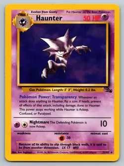 Haunter 21/62 Fossil Unlimited Rare Non-Holo Pokemon TCG 1999 MP - Image 1