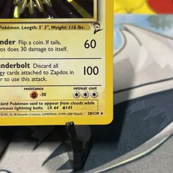 Pokemon TCG - Zapdos 20/130 Base Set 2 Holo Rare WOTC 1999 - Image 4
