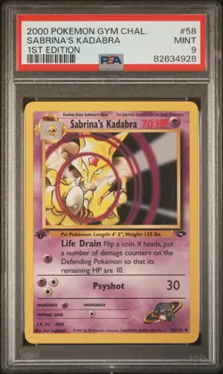 2000 POKEMON GYM CHALLENGE 1ST ED #58 SABRINA'S KADABRA PSA 9 - Image 1