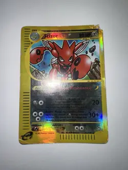 Scizor Reverse Foil Pokemon e-Card Series Aquapolis #32 2002 DAMAGED - Image 1