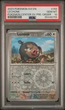 PSA 10 2023 POKEMON SV BASE EN LECHONK 155 POKEMON CENTER STAMPED PREORDER PROMO - Image 1