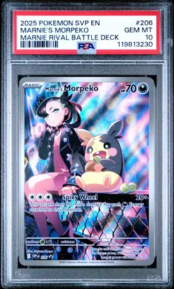 2025 POKEMON SVP EN-SV BLACK STAR PROMO #206 MARNIE'S MORPEKO PSA 10 - Image 1