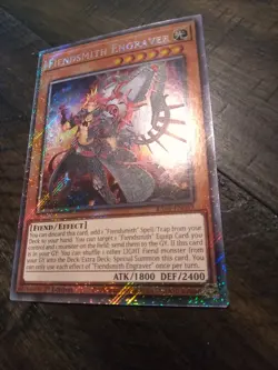 Yugioh! Fiendsmith Engraver (RA04-EN049) Platinum Secret Rare Stampede NM - Image 1