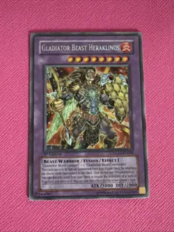 YUGIOH GLADIATOR BEAST HERAKLINOS GLAS-EN044 SECRET 1ST ED LP - Image 1