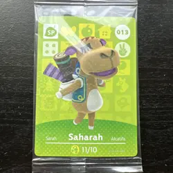 Saharah 013 - Amiibo Card - Animal Crossing Series 1 - Authentic Nintendo 11/10 - Image 1