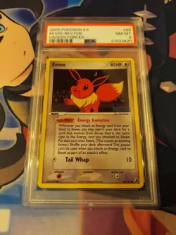 PSA 8 Reverse Holo Eevee Pokemon Card EX Unseen Forces 55/115 - Image 1