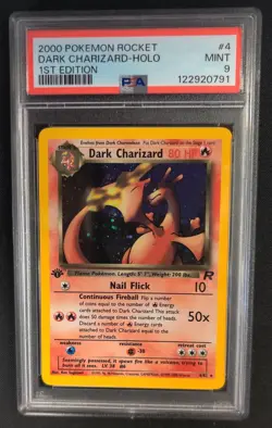 PSA 9 MINT 1st Edition Dark Charizard 4/82 Team Rocket Pokemon Graded Card - Image 1