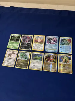 Pokemon Card Lot - 10 Cards From 1999-2019 - Lv.X, Jungle Holo, And Rayquaza - Image 1