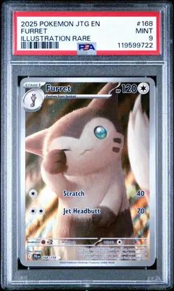2025 Pokemon Journey Together Furret #168 Illustration Rare PSA 9 Mint - Image 1