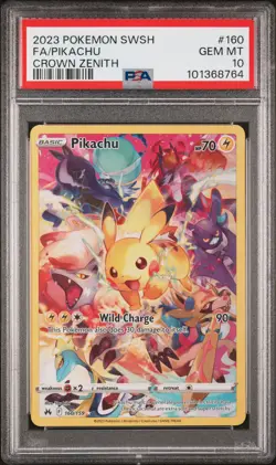 2023 POKEMON SWORD & SHIELD CROWN ZENITH #160 FULL ART/PIKACHU PSA 10 - Image 1