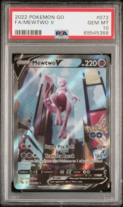 2022 POKEMON GO #072 FULL ART/MEWTWO V PSA 10 - Image 1