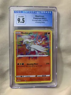 2021 Reshiram Shining Fates Amazing Rare 017/072 Pokemon Card CGC 9.5 Gem Mint - Image 1