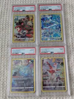 PSA Graded Yellow Boarder Pokemon Cards. 3 Crown Zenith, 1 Lost Origin - Image 1
