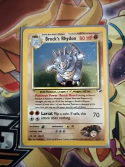 Pokemon Brock's Rhydon Holo Rare Card 2/132 Unlimited Gym Heroes - Image 1
