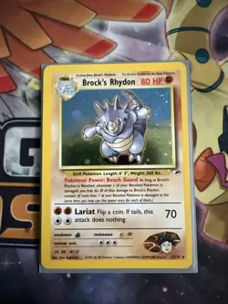 Pokemon Brock's Rhydon Holo Rare Card 2/132 Unlimited Gym Heroes - Image 2