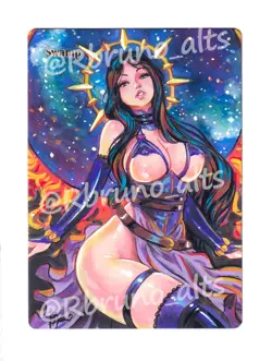 Hand Painted Altered Mtg Card Anime Girl - Image 1