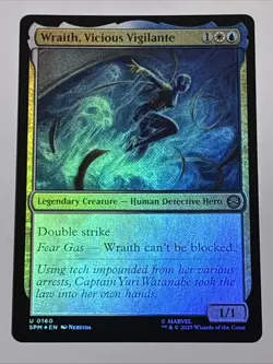 MTG Universes Beyond: Spider-man Wraith, Vicious Vigilante Foil 0160 NM - Image 1