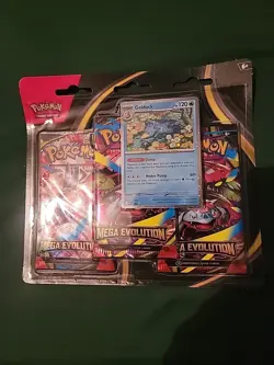 Pokemon Mega Evolution 3 Pack Blister ME01 Golduck Sealed Brand New ! - Image 1