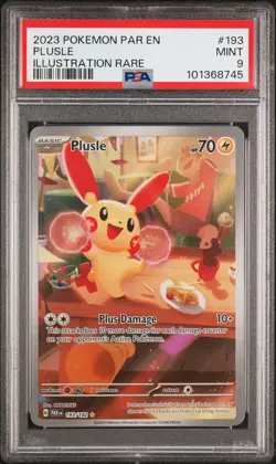 2023 POKEMON PAR EN-PARADOX RIFT ILLUSTRATION RARE #193 PLUSLE PSA 9 - Image 1