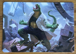 MTG Marvel Spider-Man Art Card, Lizard, Connors's Curse 25/54 Gold Signature - Image 1